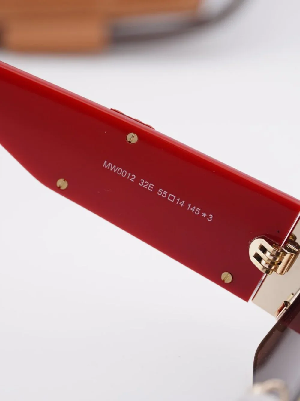 MCM MW0012 32E Rectangle Sunglasses – Pale Gold/Red / Mauve